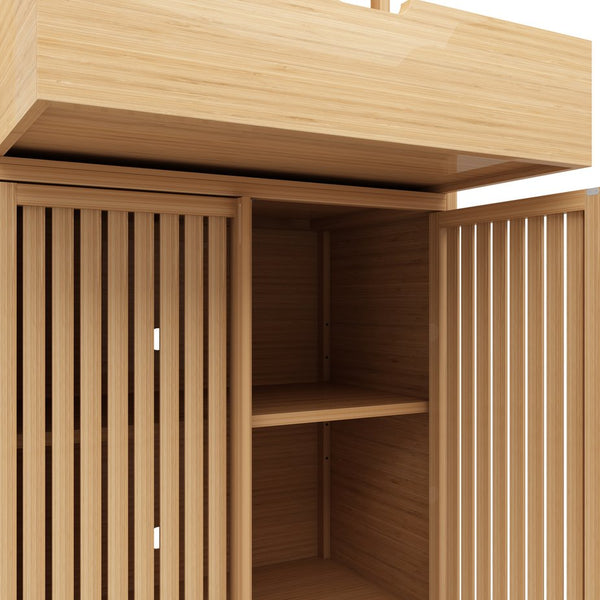 English Elm 72-foot-tall, bamboo double-door storage cabinet in natural finish with drawers, eco-friendly high-capacity organizer for bedroom, bathroom, dining, living rooms W2207P242502