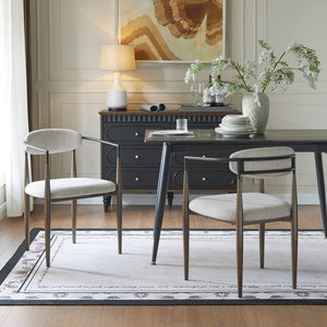 English Elm Christopher Knight Home® - Low Back Upholstered Dining Chair with Gold-Trim Iron Frame, Curved Open Backrest, Plush Comfort Beige+Black N771P249346H