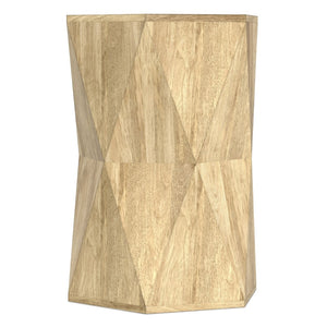 English Elm Mckinley Solid Mango Wood Geometric Side Table Sculptural Accent for Modern Living B136P419895