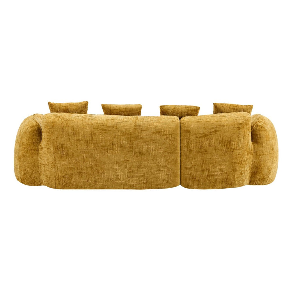 English Elm Yellow Chenille L-Shaped Sofa – Stylish, Space-Saving Comfort With 4 Throw Pillows For Any Room W3612S00019-GIGA