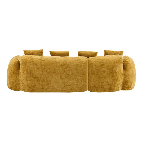 English Elm Yellow Chenille L-Shaped Sofa – Stylish, Space-Saving Comfort With 4 Throw Pillows For Any Room W3612S00019-GIGA