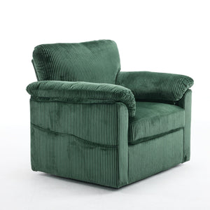 English Elm 33 Inch Oversized Swivel Corduroy Lounge Chair with Plush Chenille Cushioning and Support Springs Green W1829P265011