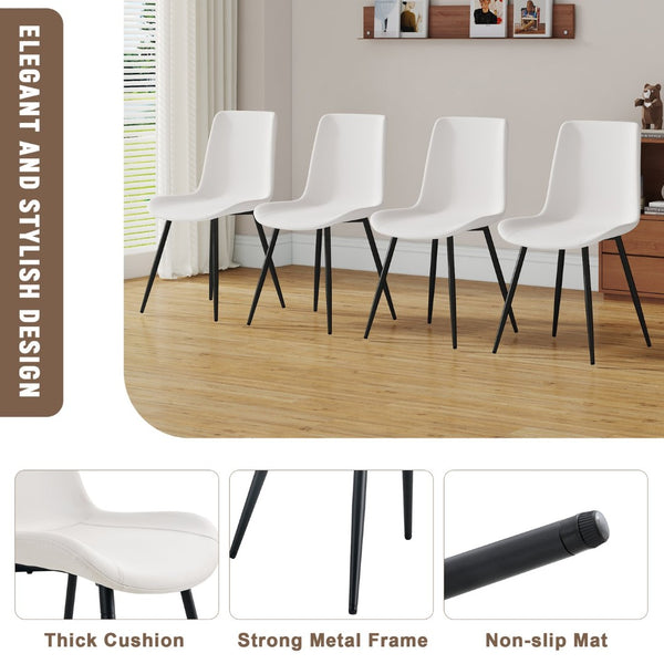 English Elm Table Set With Vintage Wood Top & White Faux Leather Chairs - Modern Dining Solution For Any Space W1151S01484-GIGA