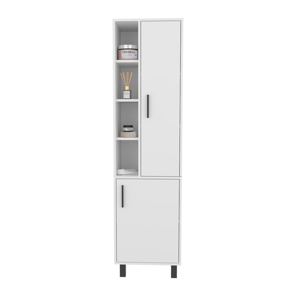 English Elm Storage Cabinet Vertical 2-Door 9-Shelf White Engineered Wood Freestanding 68.1"H Compact FDA Compliant B097P350297