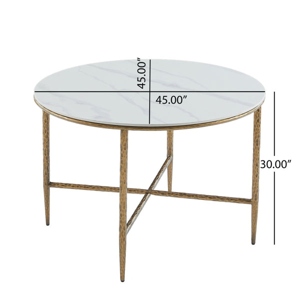 English Elm Sintered Stone Square Dining Table with Hand Hammered Iron X Base Artisan Craft Forged Brass N771P400389Z