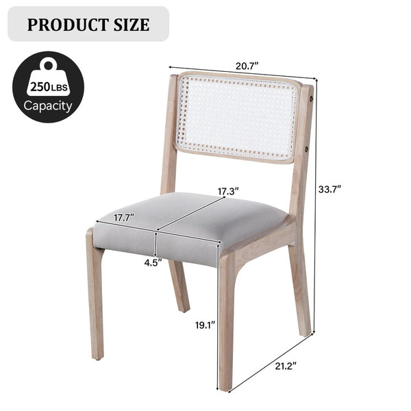 English Elm Wood Dining Chairs Set Of 2, Chic Modern Farmhouse Seating With Sturdy Frame & Soft Beige Linen Upholstery N842P300886A-GIGA