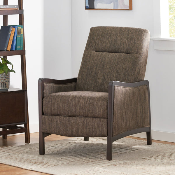 English Elm Christopher Knight Home® - Fabric Recliner Chair Mid-Century Push-Back Upholstered Armchair with Thick Cushion and Birch Frame Brown 70449.00BRN