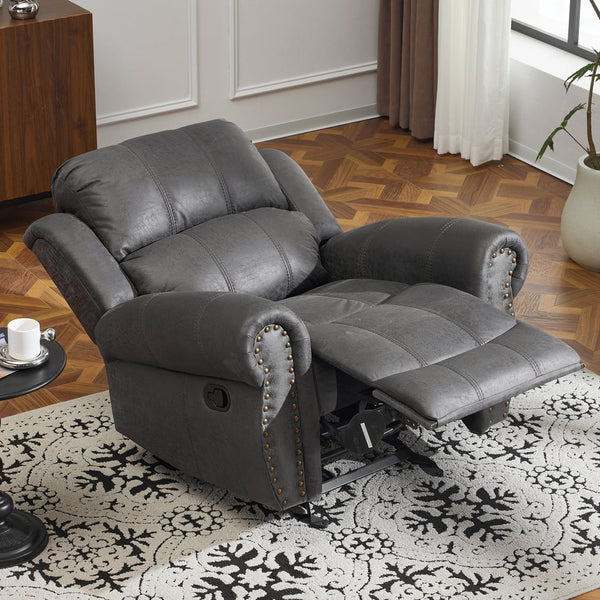 English Elm Christopher Knight Home® - 40.75" Wide Suede Manual Glider Recliner Chair with Rolled Arms, Microfiber Comfort & Infinite Positions Slate N763P264499E