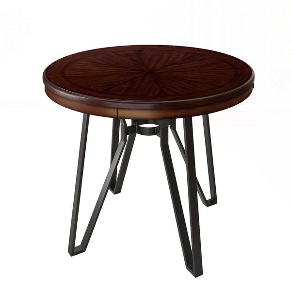 English Elm Christopher Knight Home® - Round Mid-Century Bar Table with Hairpin Metal Legs and Open Shelf, 46.85" Diameter, Stylish Dining Brown N771P205281W