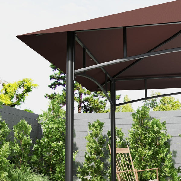 English Elm Outsunny 8x5 Bbq Grill Gazebo Two Tier Canopy with Shelves and Storage Baskets W2225P485594