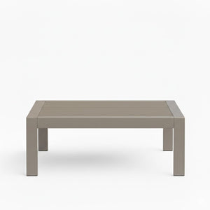 English Elm 43" Outdoor Coffee Table with Wood Grain Top on Powder Coated Iron for Patio Lounging Khaki B082P455113