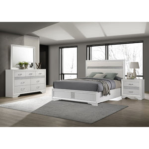 English Elm Annie Glam White Full Storage Bedroom Set with Crystal Pulls and Glitter Accents White B062S01601