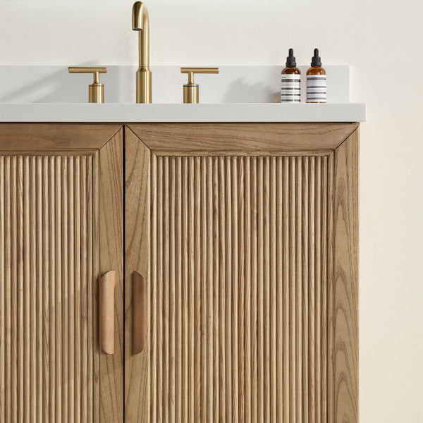English Elm Fully Assembled 36'' Light Coffee Single Sink Bathroom Vanity With Solid Wood & Engineered Top W1826P343430