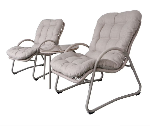 English Elm Outdoor Woven Rope Wicker Lounge Set Iron Frame Patio Chairs with Round Side Table W3990P462696