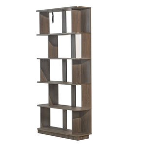English Elm 31.5" Tall 5-tier Mdf Bookcase Slim Open Shelving Unit for Office Bedroom Living Room Dark Brown W2899P444163