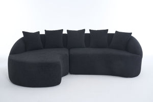 English Elm New Modular Chenille Sectional with Deep Curved Chaise and High-density Foam Seating W2231S00054