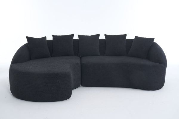 English Elm New Modular Chenille Sectional with Deep Curved Chaise and High-density Foam Seating W2231S00054