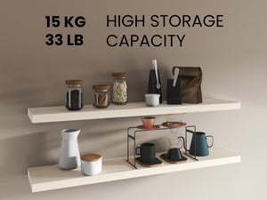 English Elm Shelves 1.5" H, 2-Tier White Washed Oak - Modern Storage Solution For Chic Living Room Décor B097P395887-GIGA