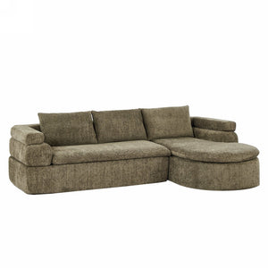 English Elm 106" L-shaped Sectional Sofa Modular Chaise Lounge Neutral Fabric Living Room Olive Green N771P396321L_N771P396322L