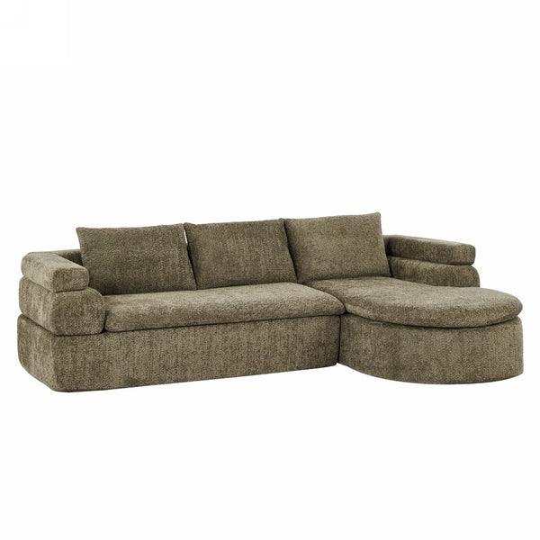 English Elm 106" L-shaped Sectional Sofa Modular Chaise Lounge Neutral Fabric Living Room Olive Green N771P396321L_N771P396322L