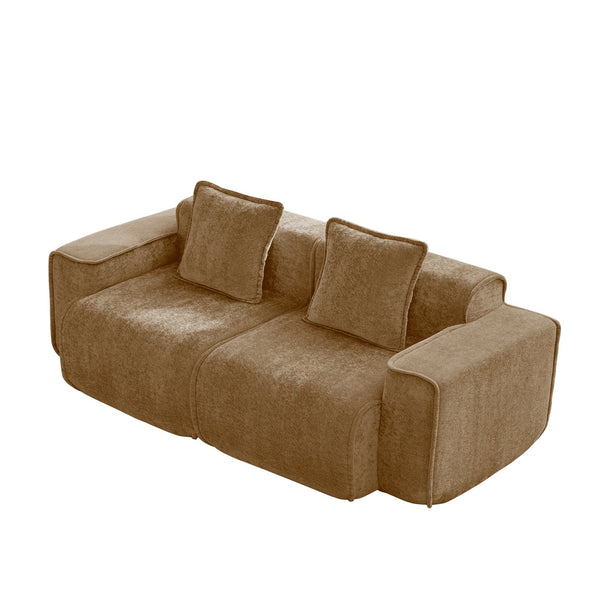 English Elm Harrison Modular Velvet Sofa – Luxurious Brown Sectional With Cloud-Like Comfort & Flexibility W3041P386564