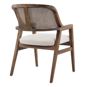 English Elm Mid-century Modern Dining Chairs Set of 2 Rattan Cane Back Rubberwood Upholstered Beige,Walnut N768P411344W