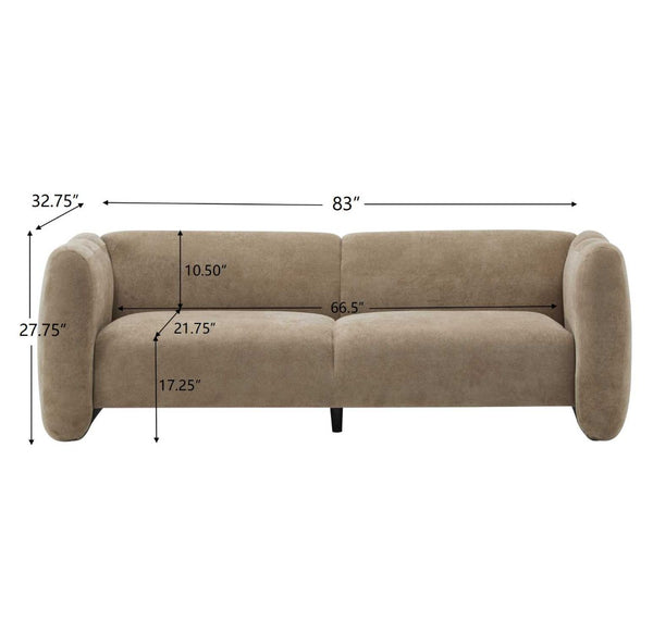 English Elm Tonson Wave Silhouette Boucle Three Seater Sofa Sculptural Modern Living Room Seating Camel N773IS00030T