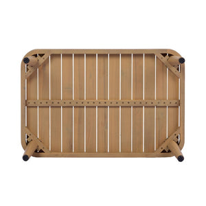 English Elm 4-piece Acacia Outdoor Lounge Set with Rope Woven Arms Slatted Table and Cushions N767P368978L