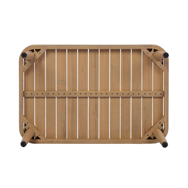 English Elm 4-piece Acacia Outdoor Lounge Set with Rope Woven Arms Slatted Table and Cushions N767P368978L