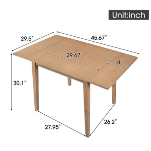English Elm 29"- Extendable Dining Table with Rubberwood Legs, Space-Saving Folding Design Fits 4, Durable 250lb Capacity Natural N752P216387A
