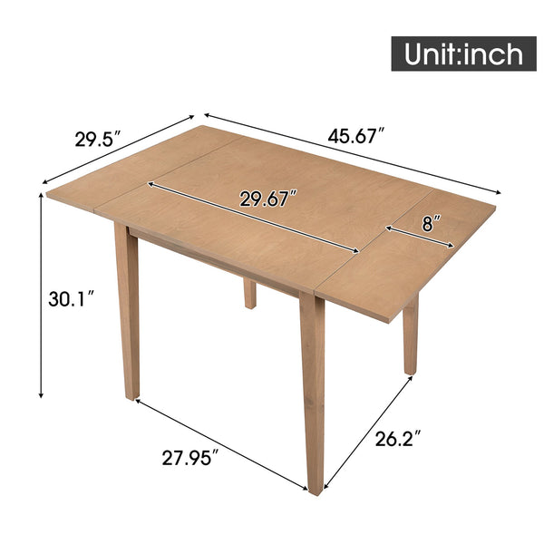 English Elm 29"- Extendable Dining Table with Rubberwood Legs, Space-Saving Folding Design Fits 4, Durable 250lb Capacity Natural N752P216387A