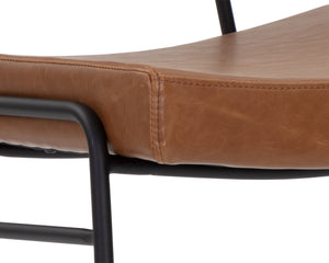 Sunpan Brinley Dining Chair - Modern Faux Leather Comfort with Stylish Powder Coated Stainless Steel Legs Black / Hazelnut