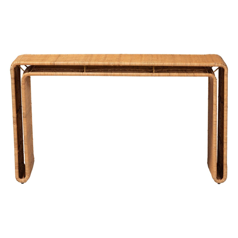 English Elm Bohemian Grasscloth Wrapped Hourglass Side Table with Sculptural Hexagonal Top B2750P467830