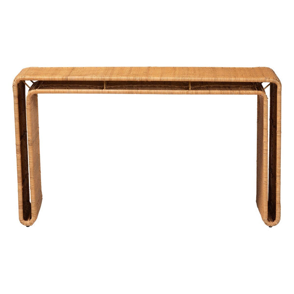 English Elm Bohemian Grasscloth Wrapped Hourglass Side Table with Sculptural Hexagonal Top B2750P467830