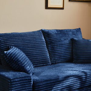 English Elm Modern Compressed Flannel Sofa Cover Set with Elastic Stretch, Plush Foam Support and Toss Pillows for Living Room Protection and Comfort Blue W1765P332313