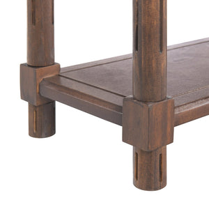 English Elm Narrow End Tables Set of 2 with Open Lower Shelf Slim Wood Living Room Accent Chestnut B2751P436463