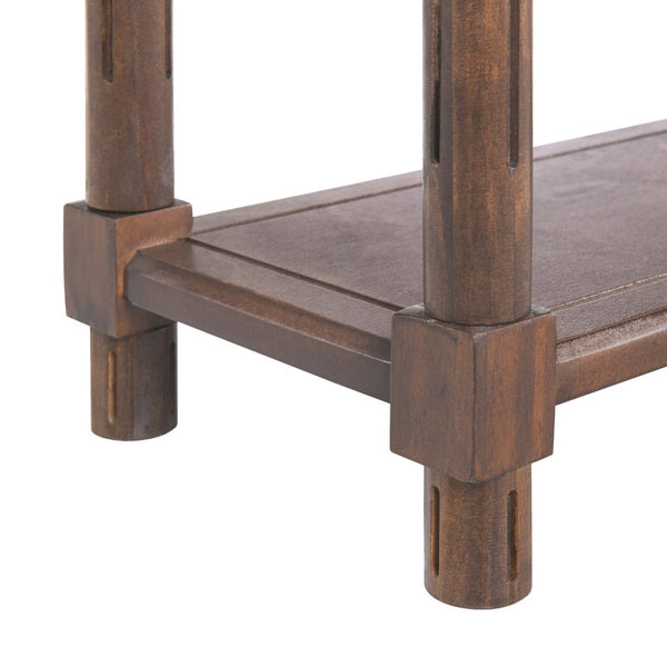 English Elm Narrow End Tables Set of 2 with Open Lower Shelf Slim Wood Living Room Accent Chestnut B2751P436463