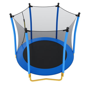 English Elm [without Basketball Hoop] 5.5 Ft Kids Trampoline with Safety Net and Foam Padded Poles Blue N739P443065C
