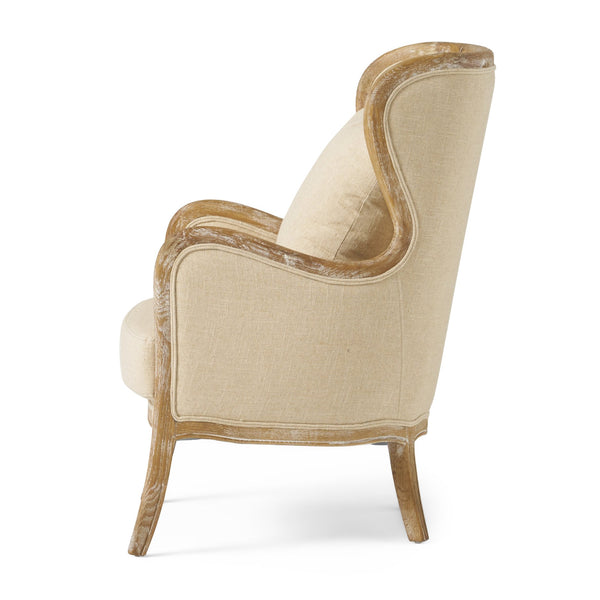 English Elm Christopher Knight Home® - CRENSHAW Beige Fabric Wing Chair with Oak Frame — High-Back Cozy Armchair for Living Room Comfort 56614.00