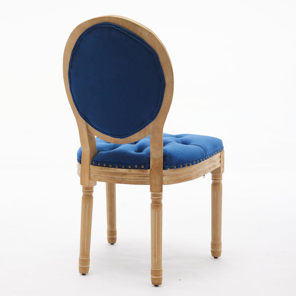 English Elm French Solid Wood Dining Chair with Velvet Upholstery, Nailhead Trim, High-Density Foam & Springs Blue W1143P195872