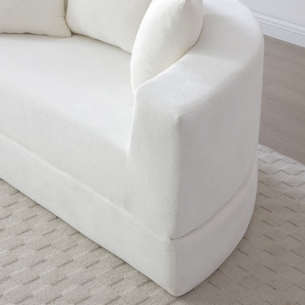 English Elm Convertible Corduroy Cloud Couch Bed with High-Density Foam, Boneless Futon Lounger for Cozy Relaxation Beige W2677P388979