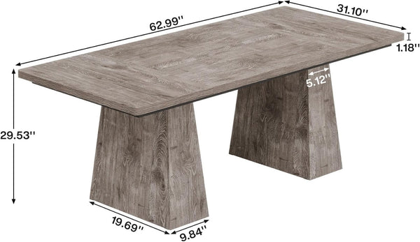 English Elm Office Executive Desk Solid Wood Dual Pedestal 63 Inch Wide Contemporary Workspace T3971P461004