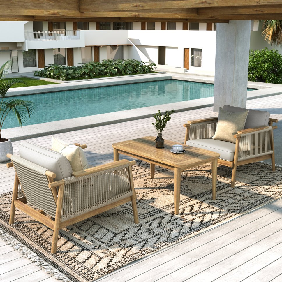 English Elm Christopher Knight Home® - Sumbawa Outdoor Club Chair Set Of 2 - Stylish Acacia Wood Frame & Easy-Care Cushions For Patios N775P226075B-S2