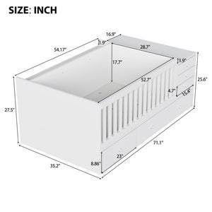 English Elm Convertible Crib Daybed with Changing Table Six Drawers Pine Wood Nursery Frame FF00001AAW