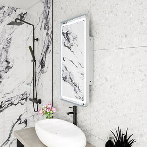 English Elm Rectangle LED Medicine Cabinet Mirror with Soft Touch Light, Magnetic Accessories, Tempered Shelves, Wall-Mounted Storage Silver W688P210793