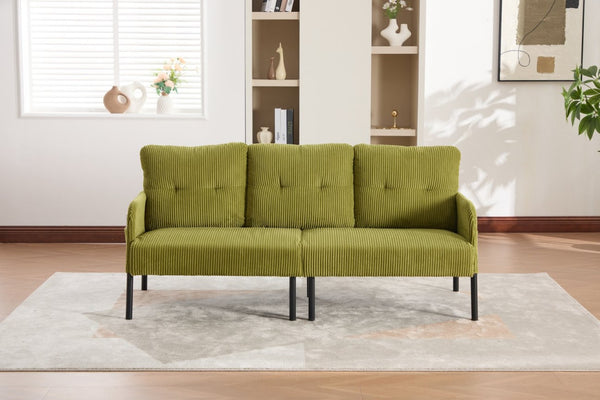English Elm United We Win Corduroy Loveseat Plush Ergonomic Sofa with Spring Support Metal Legs Olive Green W1568P410049