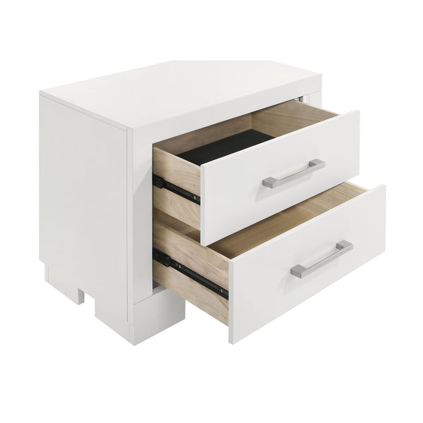 English Elm Copper Elegant White Rectangular Nightstand with 2 Soft-Close Drawers and Sleek Bar Handles, 23" H B062P333433
