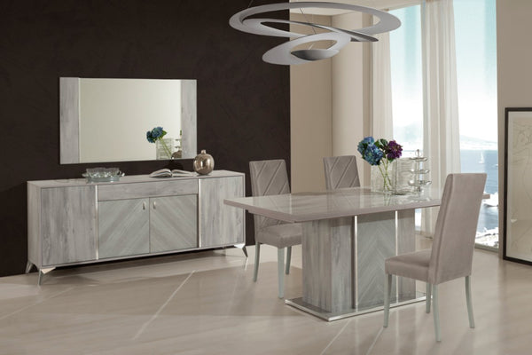 VIG Furniture Alexa Italian Grey Modern Buffet Mirror W55 X H32" — High-Gloss Sculptural Frame, Light-Enhancing Decor VGACALEXA-BMIR
