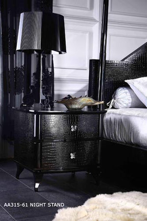 Vig Furniture Gothic Armani Xavira Bed - Stunning Laser-cut Crocodile Design With Elegant Hanover Headboard! Black  Vgunaw213-200