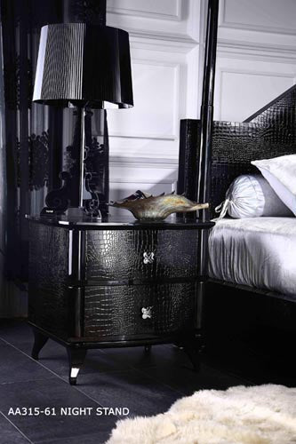 Vig Furniture Gothic Armani Xavira Bed - Stunning Laser-cut Crocodile Design With Elegant Hanover Headboard! Black  Vgunaw213-200